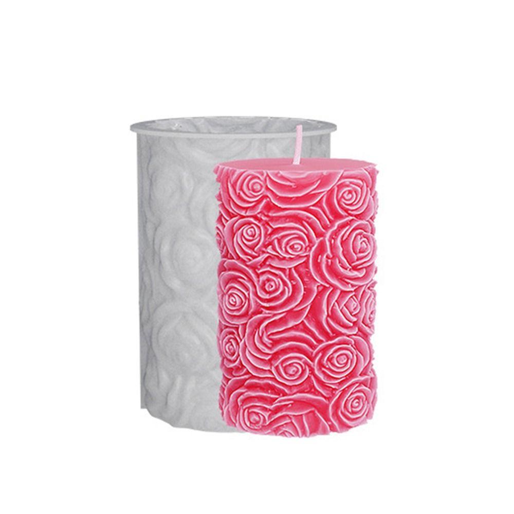 Epoxy Resin 3D Cylinder Candle Mold Relief Flower Soap Mold Art Wax Cake Resin Mold Handmade