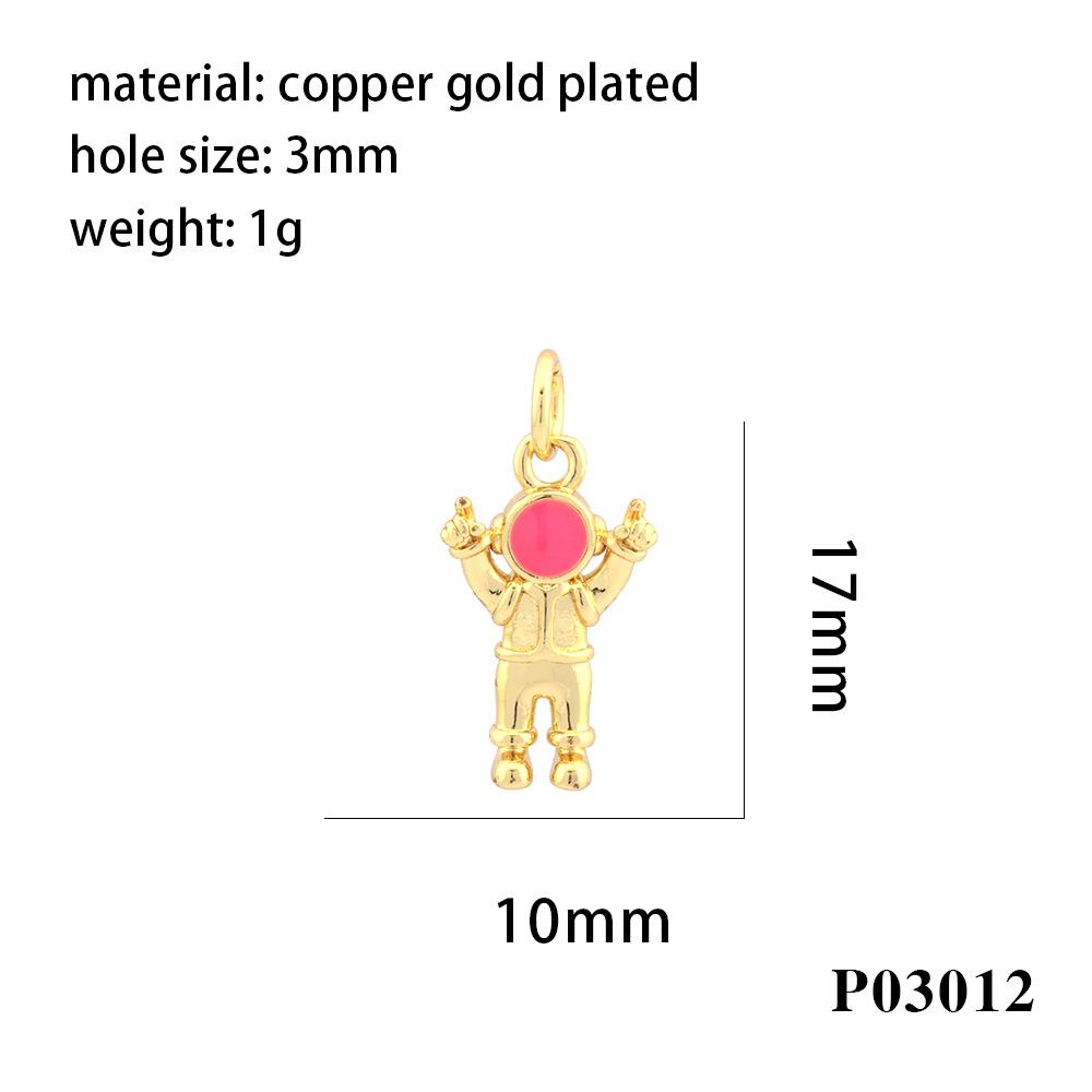 Ожерелье с подвеской-астронавтом с покрытием из 18-каратного золота, с капельной эмалью и микроинкрустацией