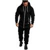 Men's Solid Color Hooded Fleece Jumpsuit