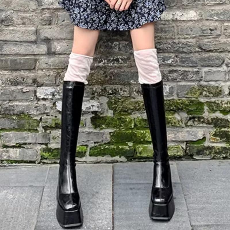 Модные женские сапоги на платформе до колена на очень высоком каблуке 2025 года, модные зимние новые зимние ботинки челси, туфли-лодочки Mujer Leather Botas