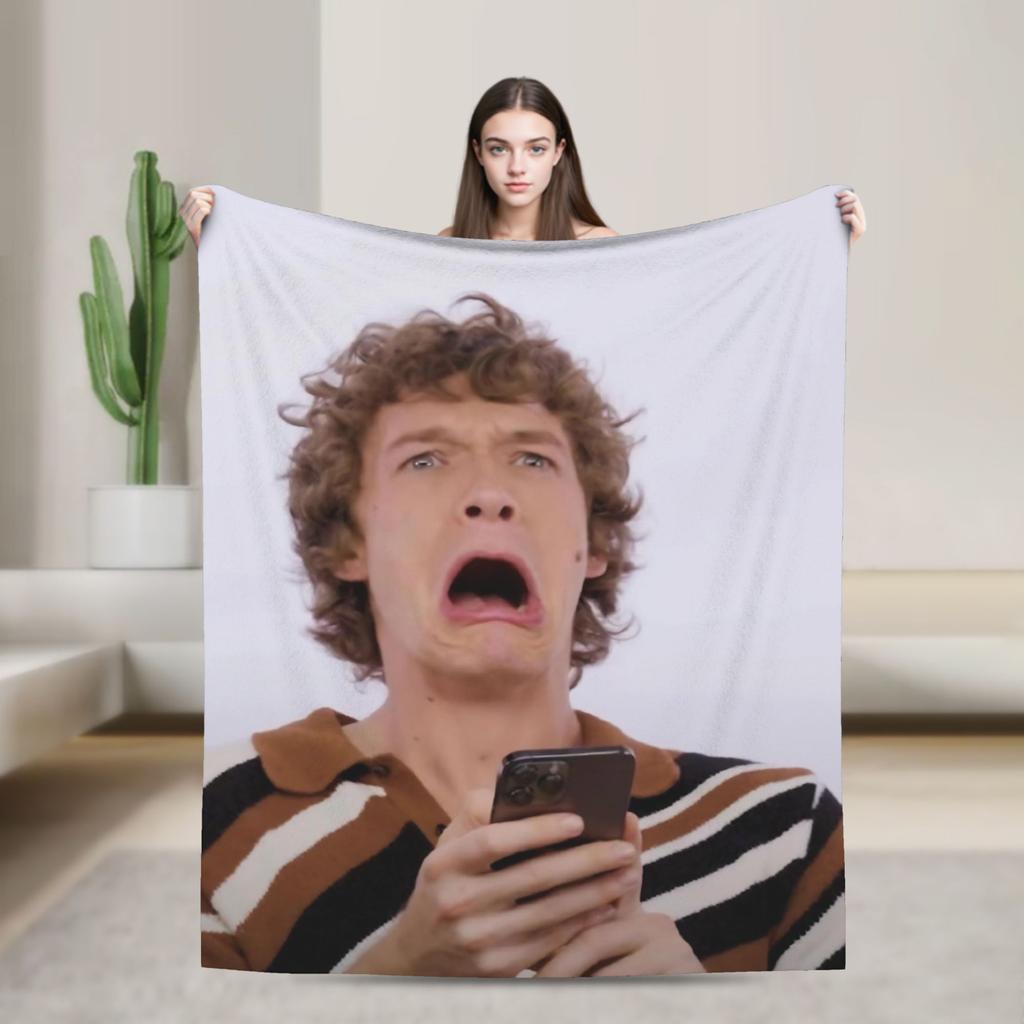 Heated Rivalry Ilya Rozanov Reaction Photo Blankets Cute Fuzzy Funny Warm Throw Blankets for Home Spring Autumn Car