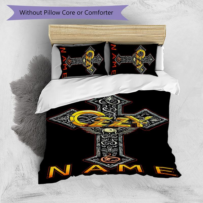 3pcs Custom Name rock Ozzy Osbourne Bedding Set Duvet Cover Closure Includes 1 Duvet Cover & 2 Pillowcases for All Seasons Bedroom Decor