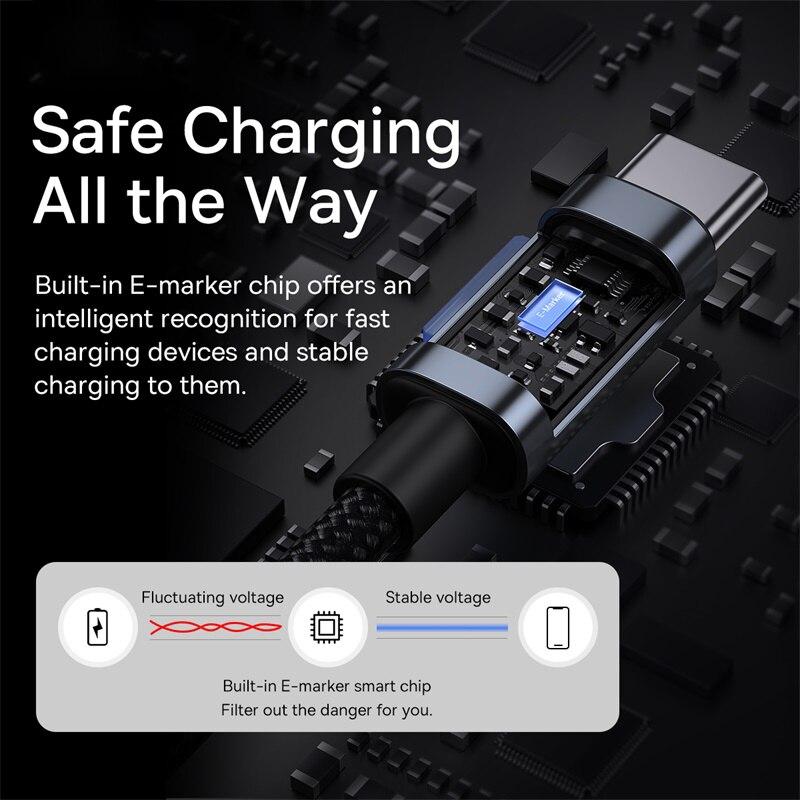 Кабель Baseus USB C на Type C 100 Вт для 15 Plus Pro Max, кабель для быстрой зарядки PD, кабель для передачи данных для Macbook Samsung