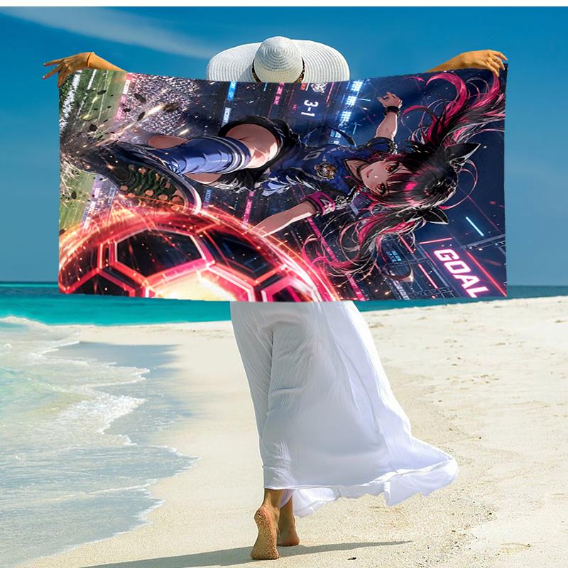 1pc Soccer Star Action Cartoon Quick Dry Microfiber Bath Towel for Swimming Surfing Camping Unisex Holiday. SJT7201121
