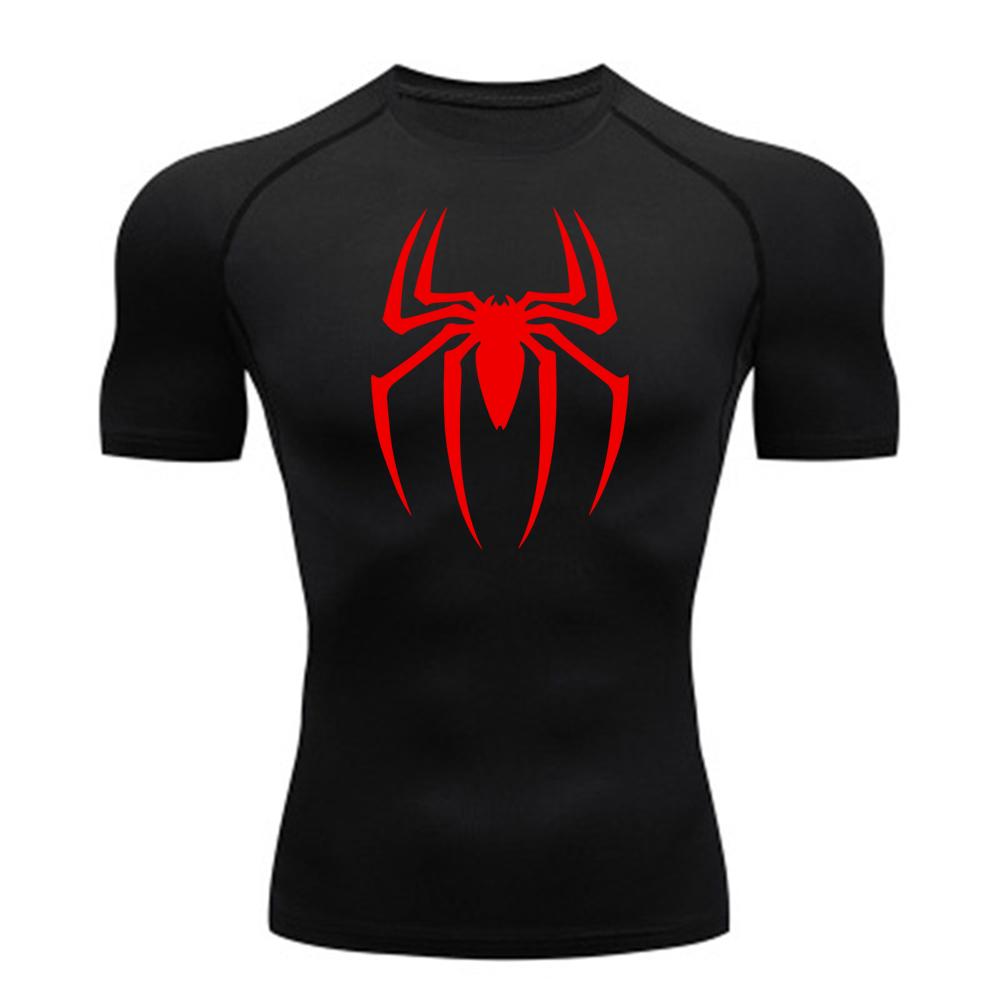 2026 New Spider Print Tight Fitting Shirt, Quick Drying T-shirt, Gym Running Clothes, Breathable Short Sleeves, Spring and Summer