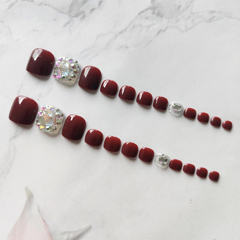 J-12 Вишневый бриллиант Съемные носимые наклейки для дизайна ногтей на ногах Ручная работа Гелевые типсы для ногтей на ногах для женщин