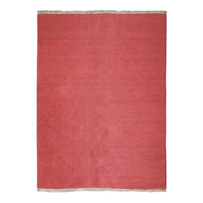 Tapis jute et coton avec franges terra cotta 120x170 - style bohème