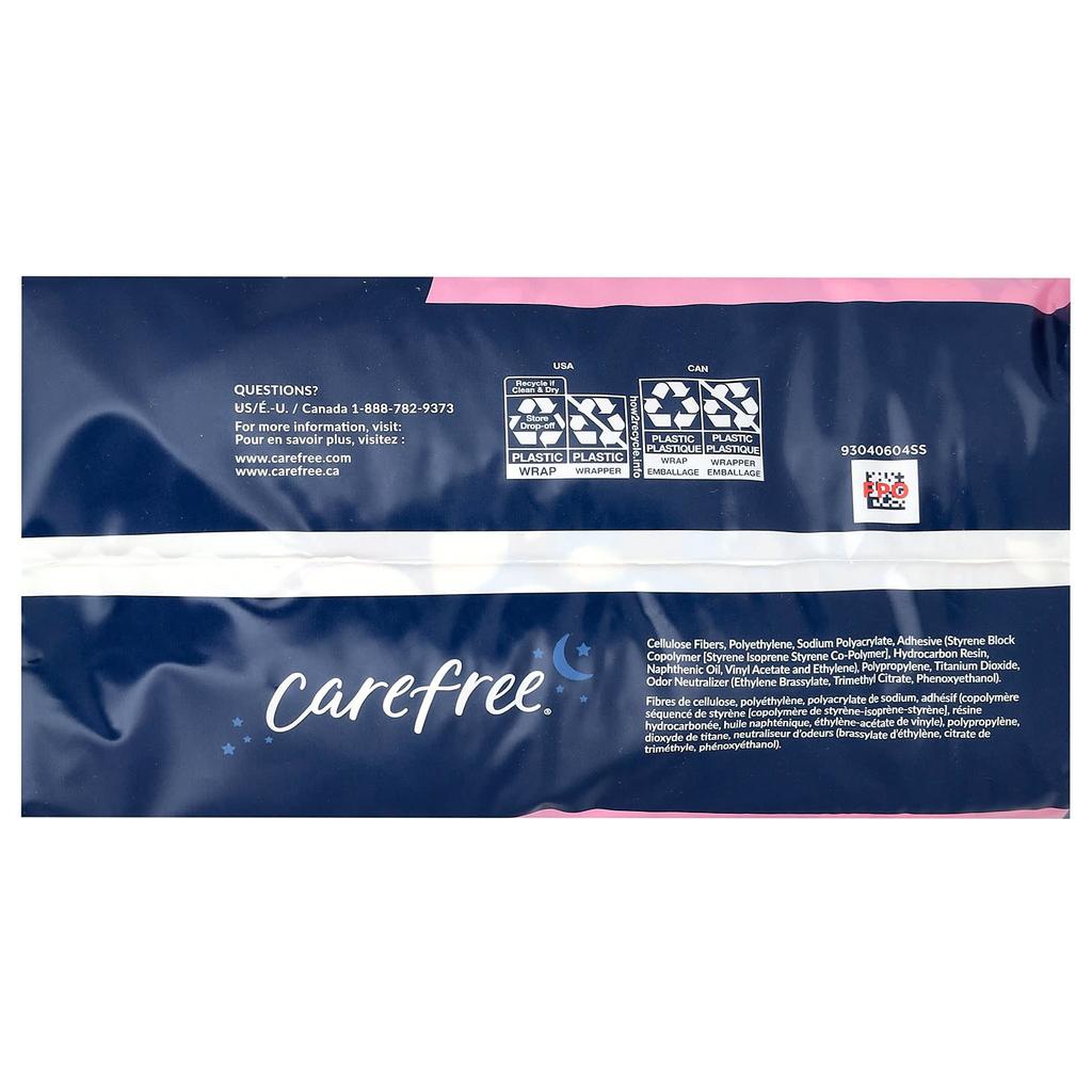 Carefree Ультратонкие ночные прокладки, с крылышками, 40 шт.