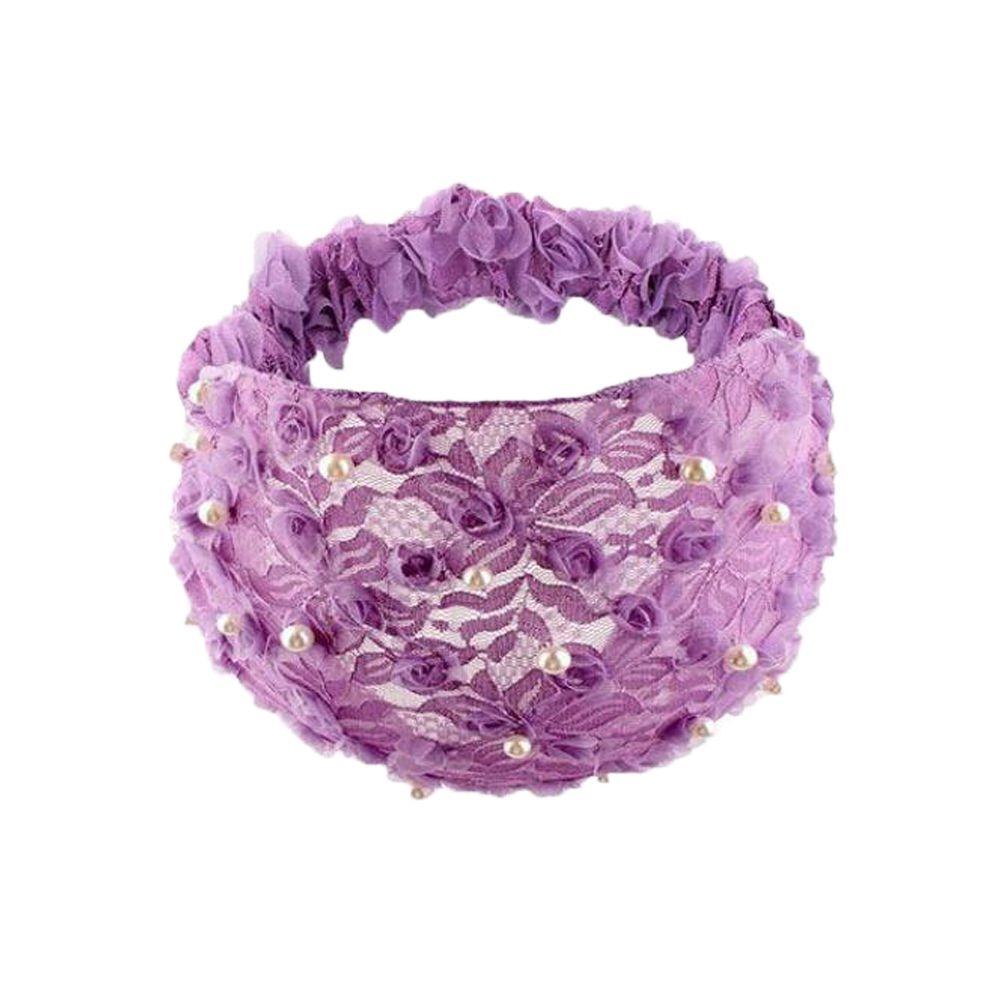 Винтажная сетчатая жемчужная широкая боковая повязка для девочек и женщин, повязка на голову с цветком, корейская кружевная повязка на голову