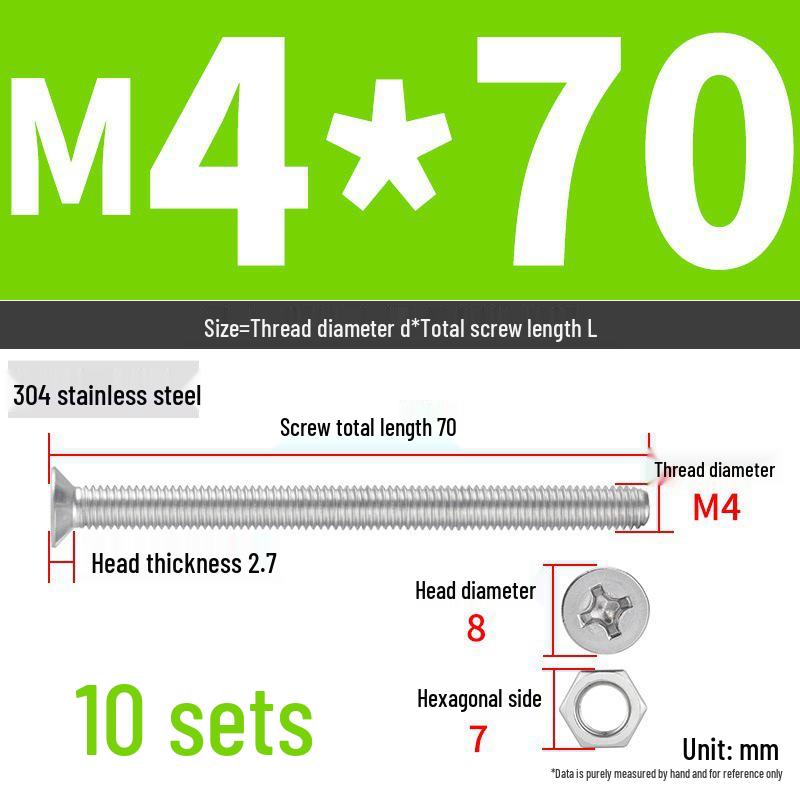 Набор Extra Long Phillips Flat Head Винтов и Гаек из Нержавеющей Стали 304 (2М, 3М, 4М)