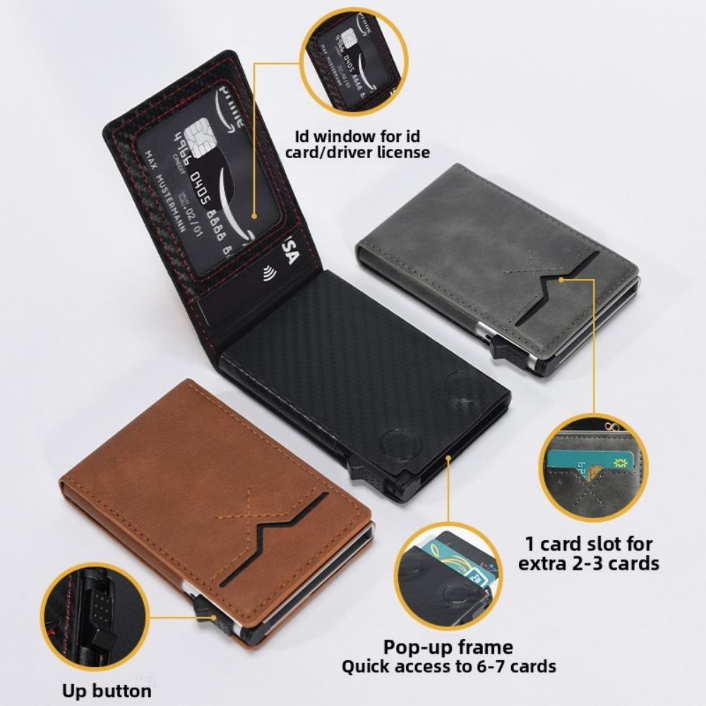 Wallet Carbon Fiber Pattern Flip Cover Metal Card Case Anti-degaussing Credit Card Bag Premium Sense