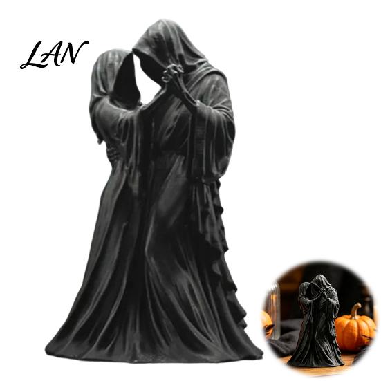 Mysterious Home Accents Dancing Grim Reaper Couple Figurine, 3D Printed Gothic Hooded Skeleton Halloween Party Tabletop Decor Statue, Dark Aesthetic