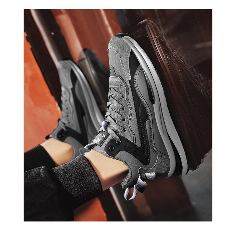 Mens Breathable Waterproof Leather Surface Casual Sports Fashion Versatile Dad Sneakers