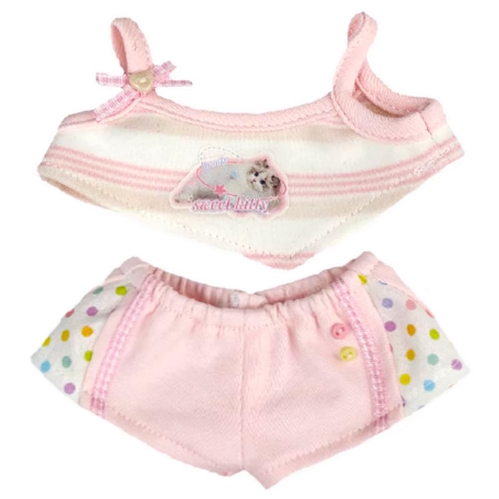 YUYAKESHI 20 см Хлопковая одежда для куклы, Украшение в виде кошки, Одежда для куклы, Кимоно, Майка, Жилет, Милая плюшевая одежда, Набор из 2 предметов (розовый)