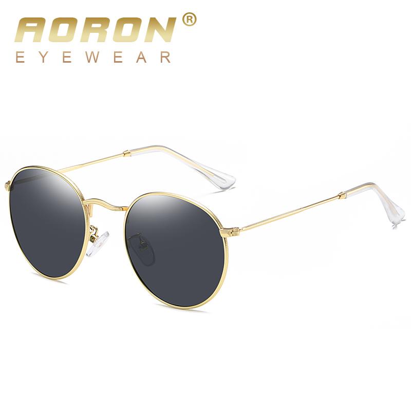 aoron Round Frame Polarized Sunglasses Fashion Design Metal Anti Glare UV400 Driving Fishing Cycling Sport Glasses for Men Women
