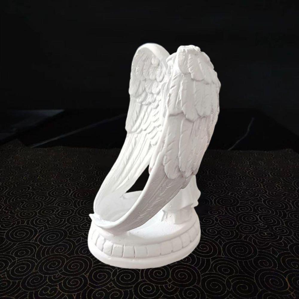 White Resin Carved Figure Candle Holder Decor Outdoor Courtyard Corner Accent Decor