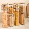 Wood Lid Plastic Airtight Canister Kitchen Storage Bottles Jars Food Container Grains Coffee Beans Grains Candy Jar Containers