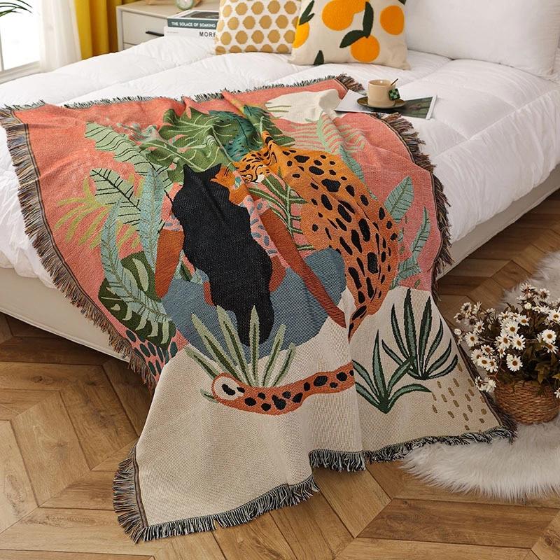 Ботанический Текстурированный Плетеный Тостовый Плед Дизайн с Ромашками Настенный Напольный Ковер Декор Дивана Будуара С бахромой Большой Размер Декоративный Гобелен Коврик для Пикника
