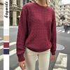 Ladies Autumn Winter Long Sleeve Round Collar Wardrobe Staple Solid Color Versatile Pullover Warm Knitted Sweater Knitwear Top