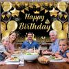 Celebrate Happy Birthday Photography Backdrop Black Gold Poster Photo Props  School Studio