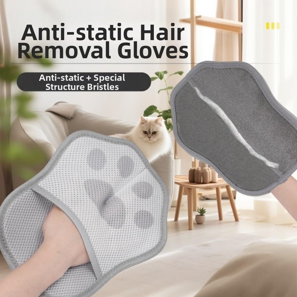 2Pcs Electrostatic Adsorption Pet Hair Remover Cat Paw Cute Electrostatic Gloves Self Cleaning Double-sided Pet Grooming Glove