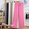 Осенне-зимние тонкие трикотажные повседневные брюки с высокой талией, женские модные драпированные белые широкие брюки, прямые брюки для мытья полов