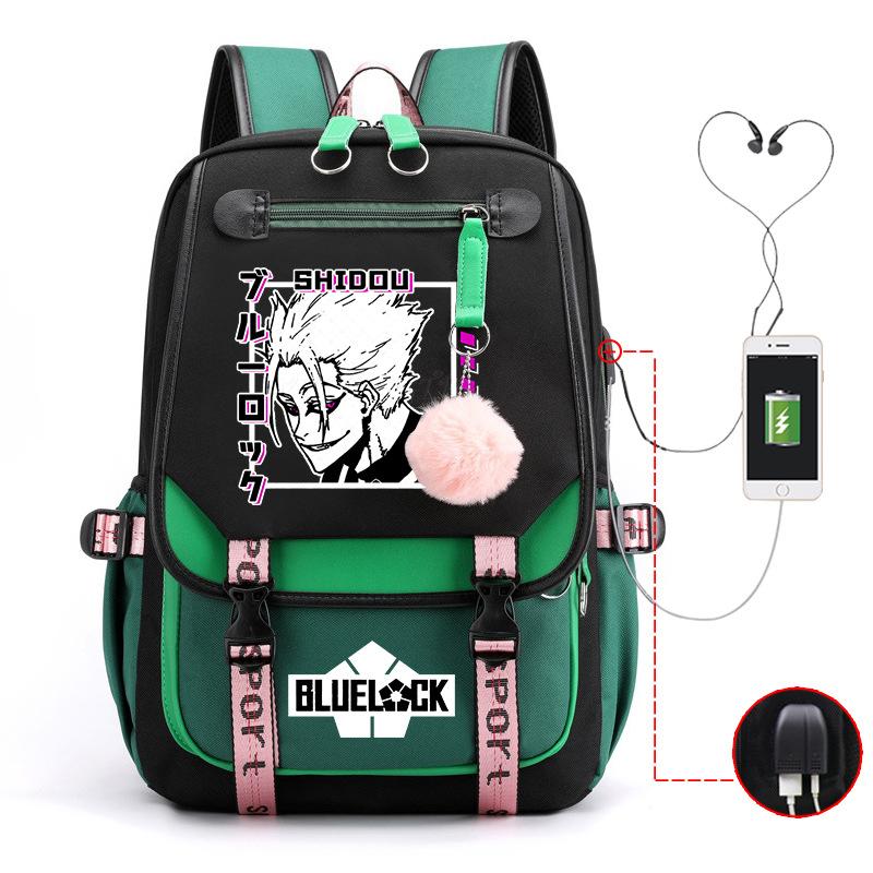 Blue Prison Anime School Bag College Wind Large Capacity Middle School Student Usb Backpack
