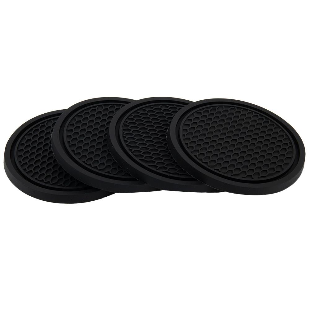 4pcs Car Coasters Black Car Accessories Insert Coaster