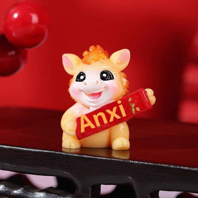 1/2 шт. Реалистичная фигурка-талисман в виде лошади по знаку зодиака из смолы, 2026 год Лошади, декоративные китайские миниатюрные фигурки лошадей