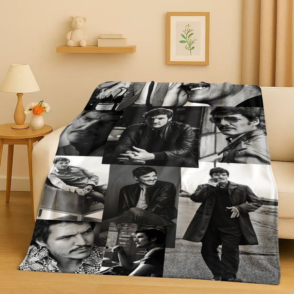 3D Pedro Pascal Handsome Actor Flannel Blanket,Ultra Soft Warm Plush Throw for Home Bedroom Bed Sofa Cover Kids Picnic Gift