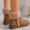 2024 Новые модные зимние ботинки с круглым носком, легкие и универсальные, на плоской подошве, однотонные женские ботинки, удобные в носке