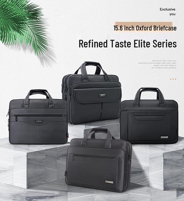 Мужской деловой портфель большой вместимости: Износостойкая компьютерная сумка через плечо из ткани Оксфорд