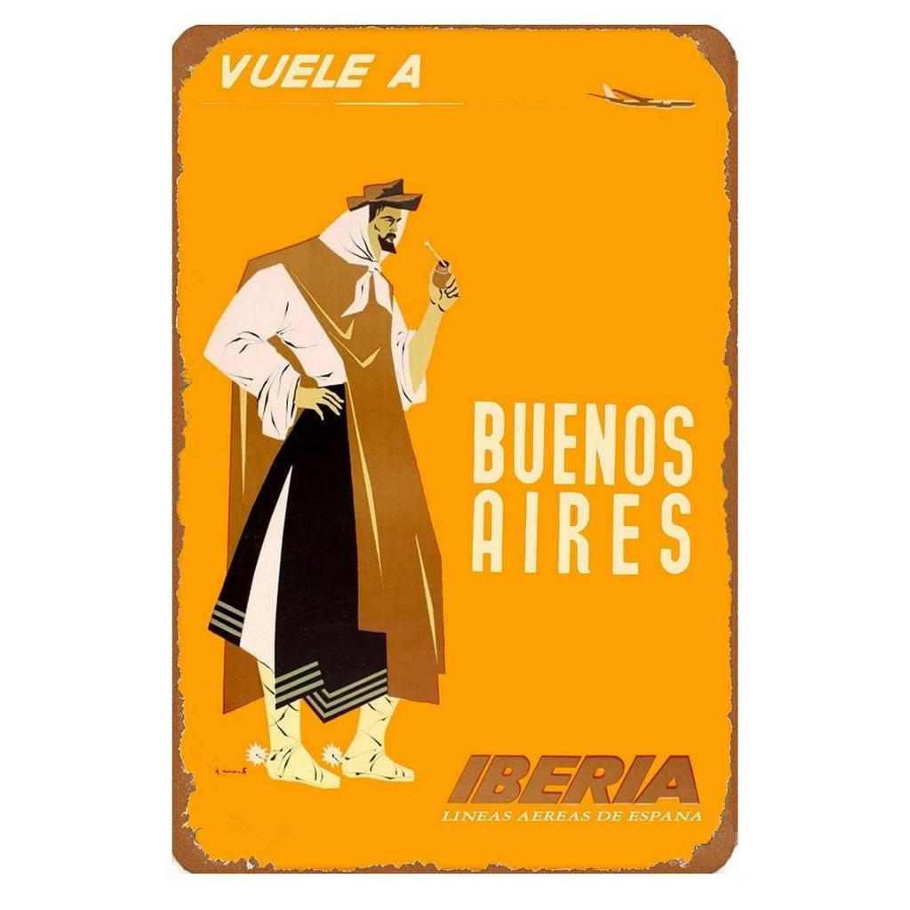 Металлическая жестяная табличка Аргентина Буэнос-Айрес Настенное украшение Пластина Винтажный плакат Железная картина для мужской берлоги Домашнее кафе Садовый клуб Бар