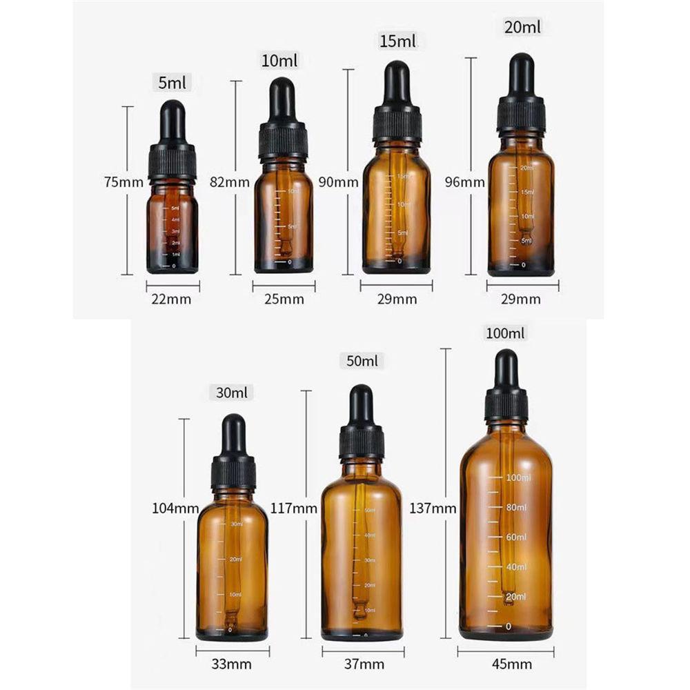 5 шт. 5-100 мл градуированная бутылка-капельница с силиконовой головкой, пустой диспенсер для эфирного масла, высококачественная светонепроницаемая стеклянная бутылка для лекарств