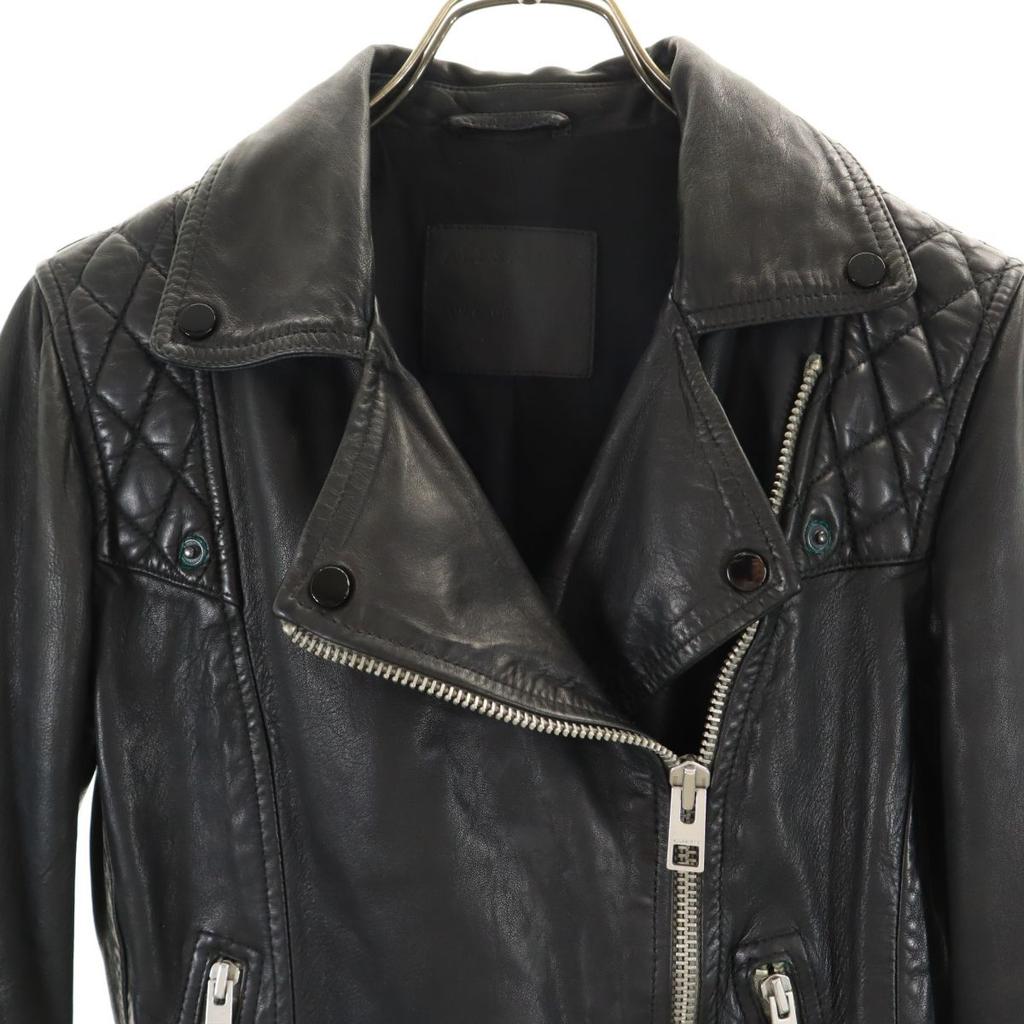 AllSaints Sheep Leather Leather Double Riders Jacket 34 Black Women Used