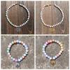 Color Changing Sun Pendant Necklace UV Reactive Gold Plated Beaded Bracelet Set Steel Chain Pastel Colors Cat Eye Choker
