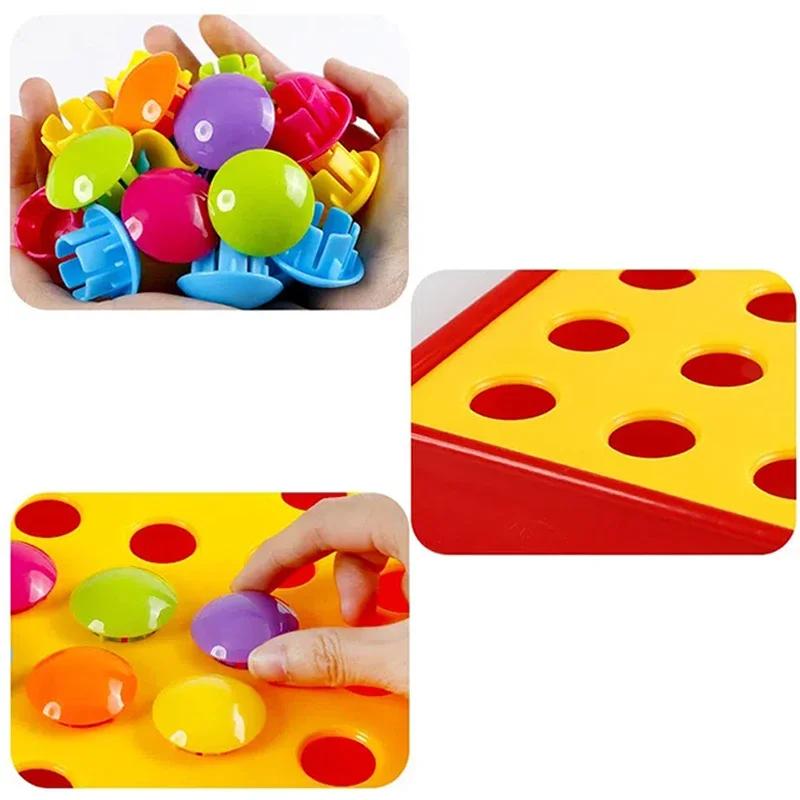 New Mushroom Nail DIY Cartoon Handmade Toys Children's Montessori Educational Toys Intelligent 3D Puzzle Game Jigsaw Board Gifts
