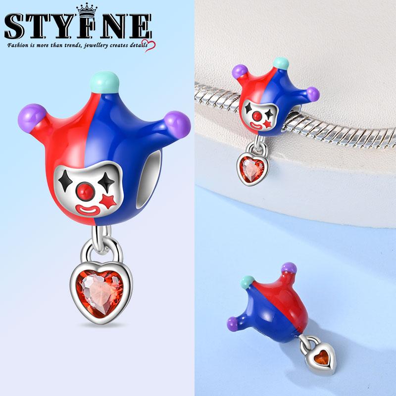Anniversary Halloween Series Copper Circus, Clowns & Tickets Triple Dangle Charm Fits 3Mm Bracelet Funny Joker Beads Jewelry