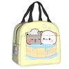 Mochi Cat Chef Peach Insulated Lunch Bag for Outdoor Picnic Peach And Goma Resuable Thermal Cooler Lunch Box Women Children