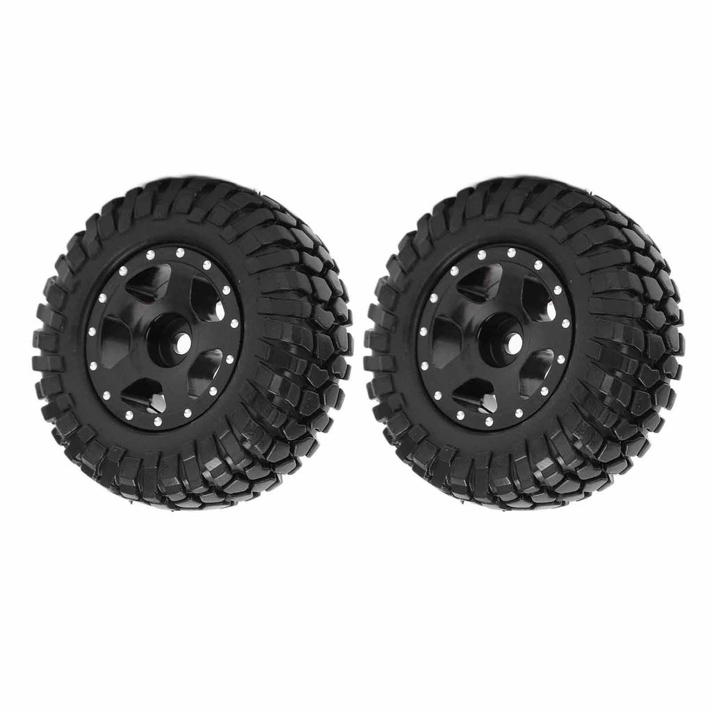 2Pcs RC Wheels Metal Remote Control Car Tires Replacement Parts for Axial SCX24 90081Black