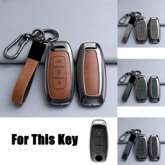 Zinc Alloy Leather Car Key Fob Case Cover Bag For Nissan Rogue Pathfinde Ariya