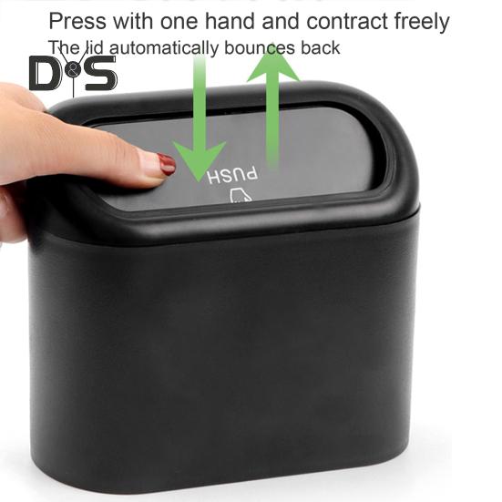 Waterproof Car Trash Bin with Lid Mini Hanging Dustbin Garbage Organizer Pressing Trash Can Garbage Container Bin Vehicle Home Office Accessories