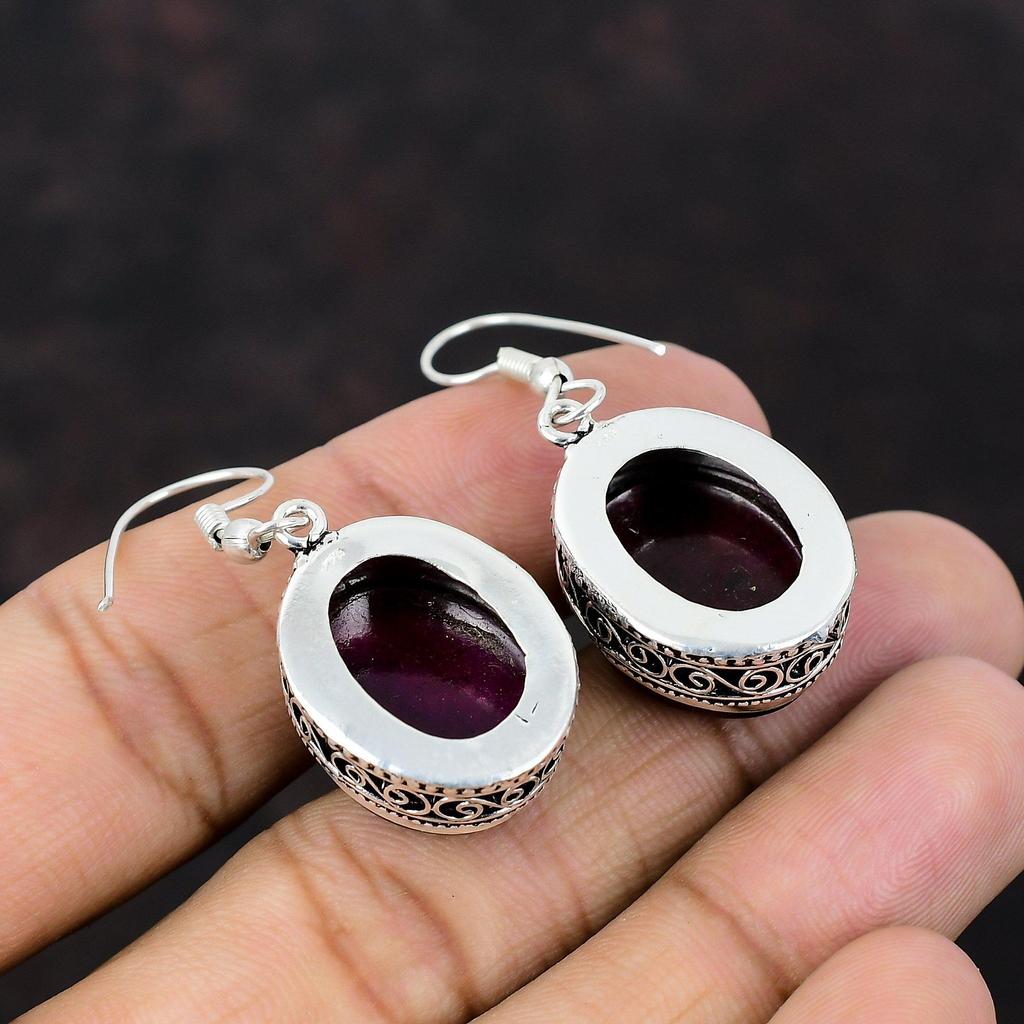 Серьги с фиолетовым огненным лабрадоритом, серьги из стерлингового серебра 925 пробы, серьги с драгоценными камнями, ювелирные изделия ручной работы, винтажные серьги, подарок для ее дизайнерской серьги
