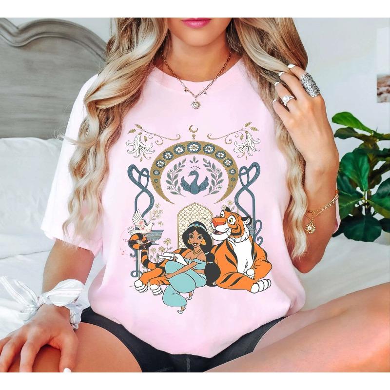 Retro Jasmine Princess Tshirt Pure Cotton for All Seasons Casual and Fashionable Suitable for Both Unisex and Women