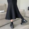 Side Slit Long Black Skirt Women Simple All Match High Waist Bag Hip Skirts Womens Korean Fashion Females Casual Vintage