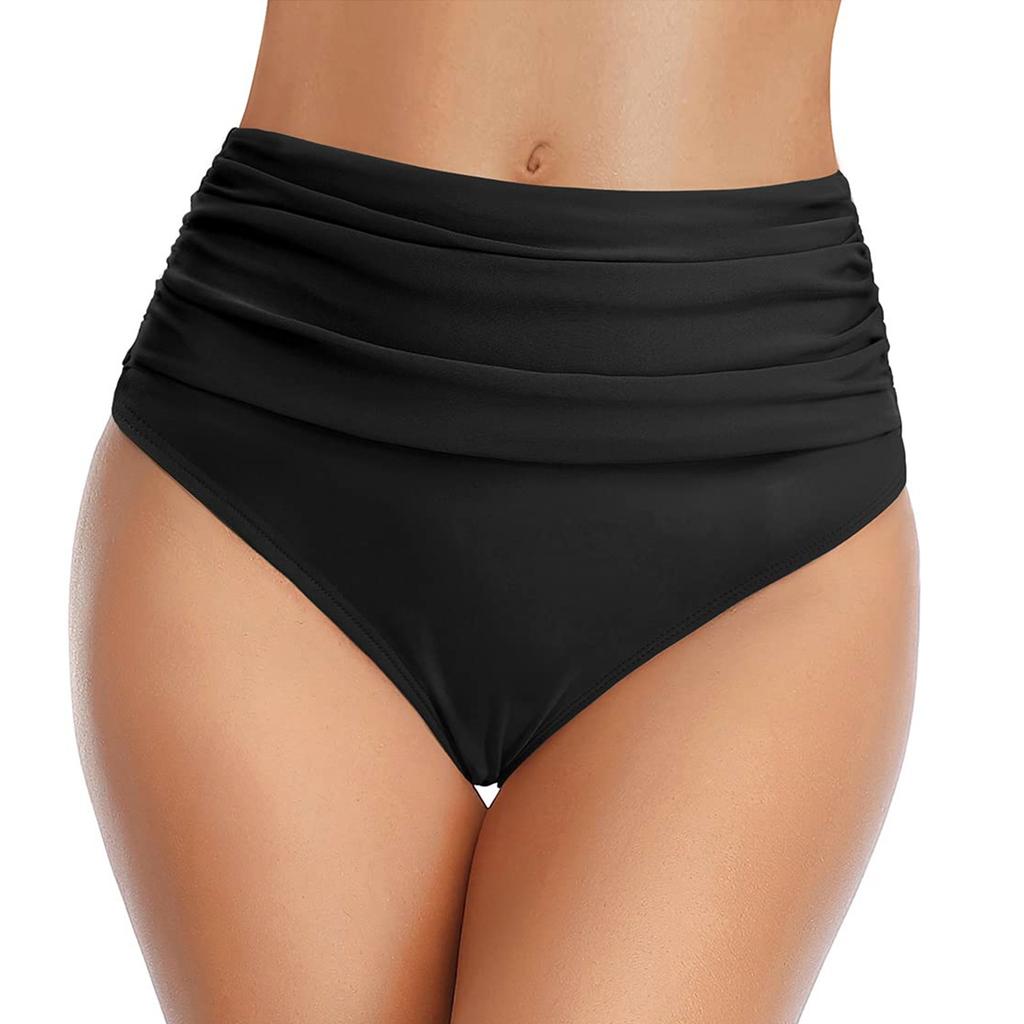 Women's Seamless Physiological High Waisted Elastic Pleated Swim Trunks