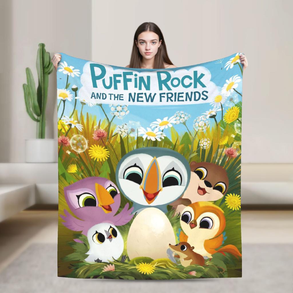 Puffin Rock Oona Baba Fashion Blankets Fleece Cartoon TV Watercolor Soft Throw Fashion Blanket for Bedding Throws Quilt Multi-function