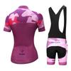 Летний короткий комплект одежды для езды на велосипеде с принтом, женские спортивные трикотажные костюмы, черные брюки-комбинезон, велосипедная одежда