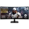 MAXZEN Gaming Monitor 34 Inch 180Hz WQHD 1440P 1ms X 2 X 2 Blue Light Cut Flickerless 34 Type Black MGM34IC02 Maxzen HDMI2.0 DP1.4 Non-Glare