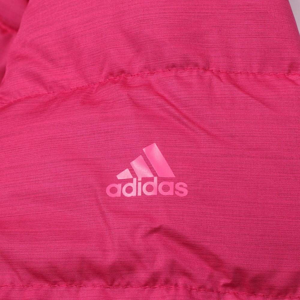 adidas Женская куртка-пуховик с капюшоном и логотипом средней длины, красная G69627